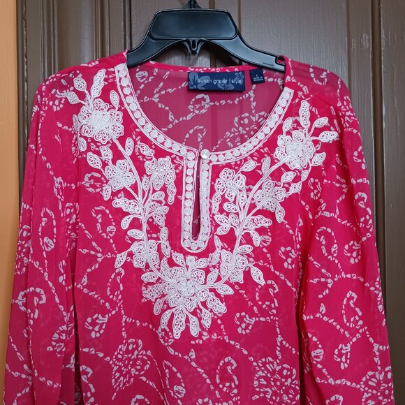 Susan Graver Pink Tunic Top size L - Picture 2 of 8